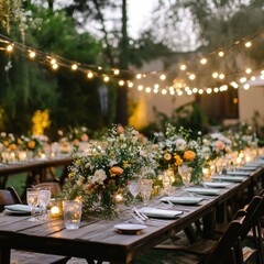 Fototapeta premium Outdoor Wedding Reception Tablescape