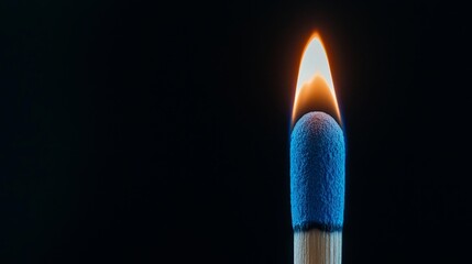 Illuminated Matchstick Igniting in Darkness A Symbol of Ephemeral Light and Transient Energy Firestarter