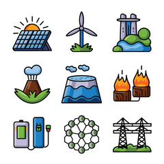 2d vector environment Collection Solar Panel icon Symbolizing clean and renewable solar energy.