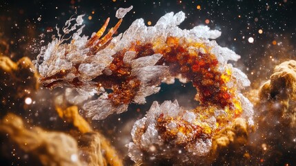 Ethereal Crystal Dragon Floating in Cosmic Space with Stardust