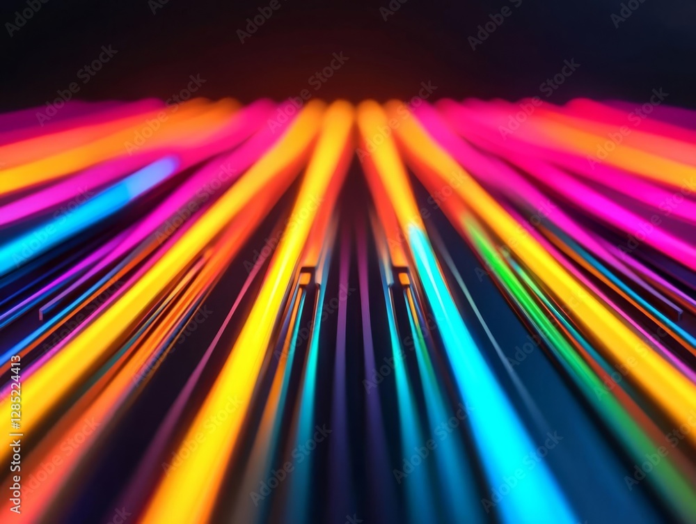 Poster vibrant neon lines create a dynamic and colorful abstract visual experience.