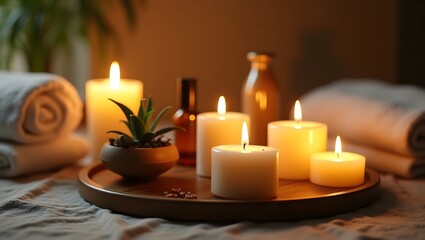 christmas candles on a wooden table