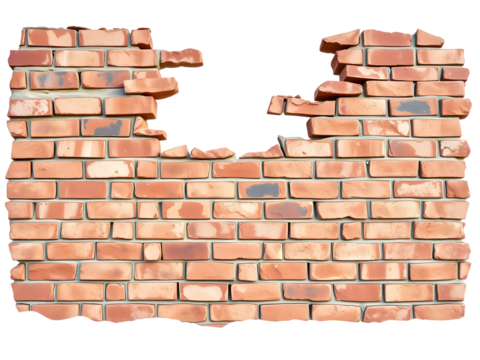 A section of brick wall, with varying shades of red and brown bricks