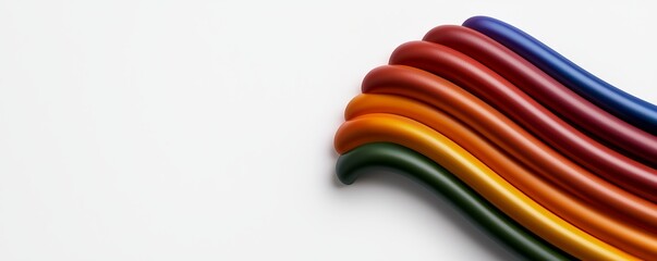 Colorful Curved Shapes on White Backdrop Artistic Display Abstract Design Graphic Element Visual Spectrum