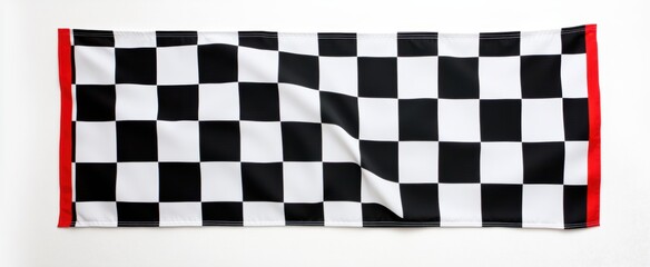 Obraz premium Checkered Racing Flag Displaying Contrast of Black and White Colors on a White Background for Sport Events