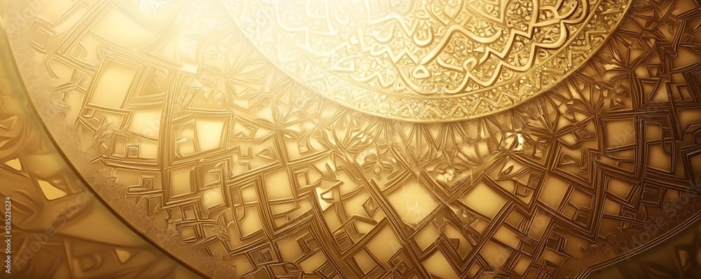 Poster golden abstract texture featuring geometric patterns and calligraphic details