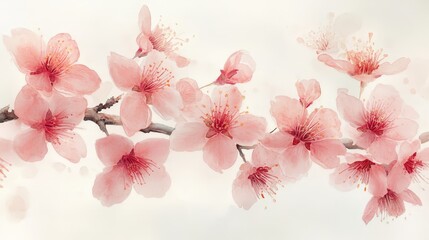 A serene illustration of pink cherry blossoms on a branch, evoking spring's beauty.
