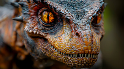 Close-up of a fantasy dragon, forest background, illustration