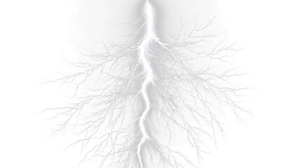 Stunning White Lightning on a Pure White Background