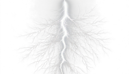 Stunning White Lightning on a Pure White Background