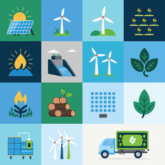 2d vector environment Collection Solar Panel icon Symbolizing clean and renewable solar energy.