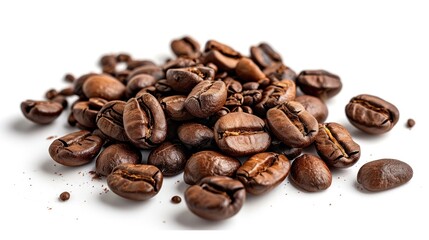 Fototapeta premium pile of coffee beans isolated on white