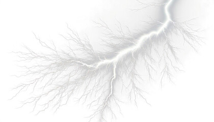Stunning White Lightning on a Pure White Background