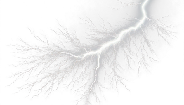 Stunning White Lightning on a Pure White Background