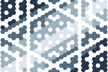 Abstract honeycomb mosaic design in blue and navy soft tones, forming a hexagonal tile structure. Geometric background concept