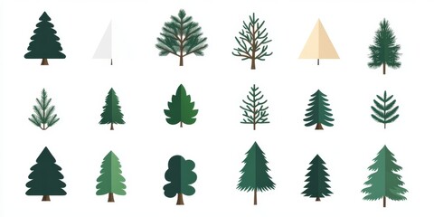 Obraz premium Flat Icons of Various Trees