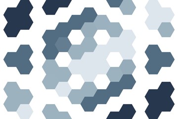 Fototapeta premium Hexagonal gradient pattern in blue and navy soft tones, featuring an abstract hexagon design with seamless shading. Modern geometric concept