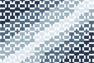 Pixelated square pattern in blue and navy soft tones, forming a geometric grid mosaic with structured digital elements. Abstract design concept