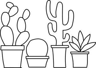 Minimalist Cactus and Succulent Line Art Set