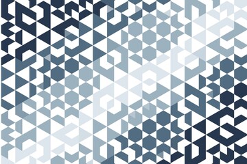 Triangular maze pattern in blue navy soft tones, forming a geometric triangle illusion with abstract depth effect. Optical design concept