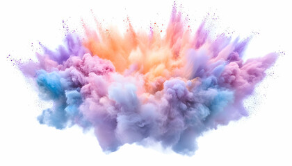 Colorful powder explosion isolated on white background; design element