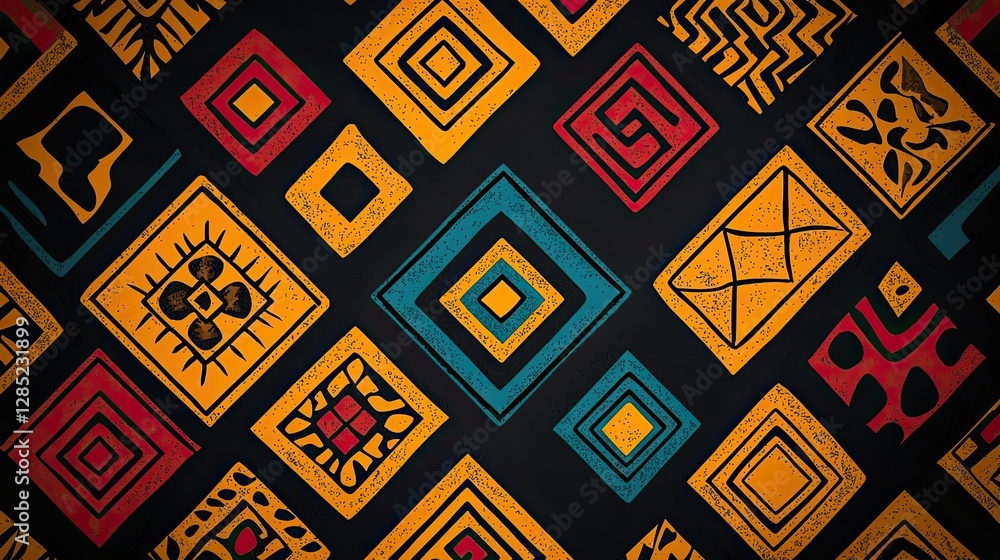 Poster abstract geometric pattern colorful textile design