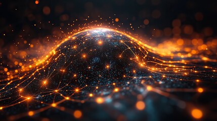 Obraz premium A digital globe showcasing interconnected networks and data flow, symbolizing global connectivity and technology. highlights the importance of blockchain and machine learning in the modern world.