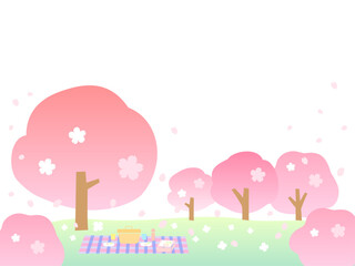 桜舞う春のお花見風景