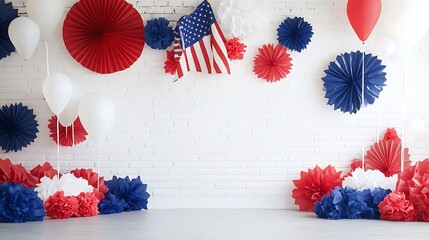 A clean white backdrop featuring subtle red and blue accents assembled to convey American spirit 