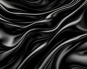 Obraz premium Elegant black silk fabric waves, abstract background