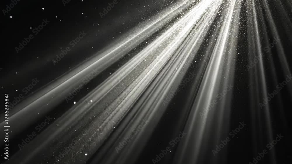Poster light rays create a mesmerizing display of dust particles in a darkened environment
