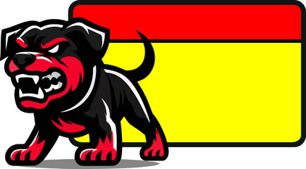 Blank Sign Board with Angry Dog