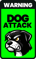 Green Sign Board Dog Attack Warning