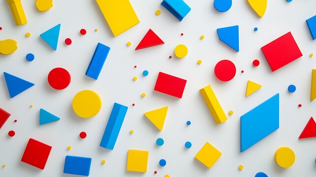 A plain white background with bold, colorful shapes arranged to embody pride and unity 