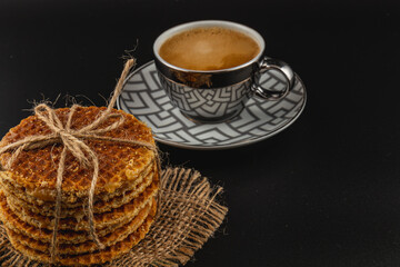 Enjoying caramel waffles and coffee on National Caramel Day