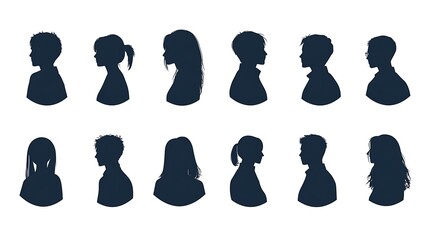 Minimal icons of multiple people silhouettes placed on a clean white backdrop representing community 