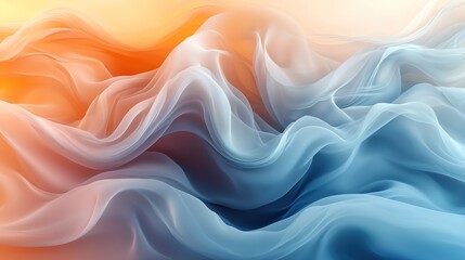 Obraz premium A dreamy abstract background features ethereal patterns in soft blue and orange hues, perfect for creating a serene atmosphere.