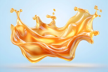 Golden liquid splash, vibrant background, advertising use