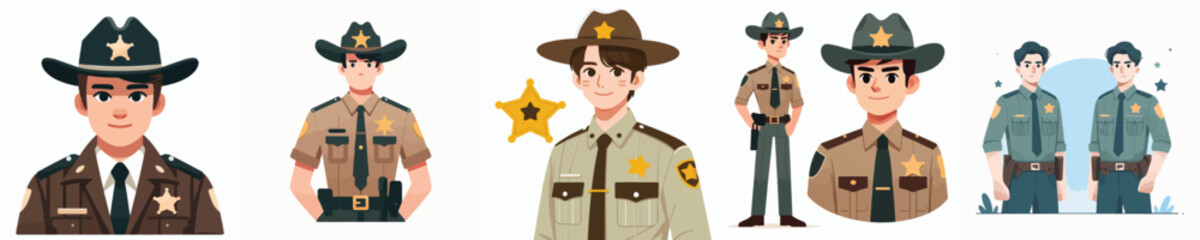 Naklejka premium set of sheriff vector characters