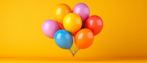 Colorful Balloons Against Golden Backdrop Festive Mood Celebration Bright Happy Background Party Fun Joyful Cheerful