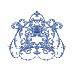 Baroque flourish frame is ornamented with scrolls and decorative leaves, classic vector style
