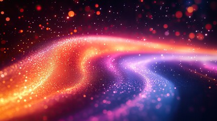 Fototapeta premium A dynamic image of fiber optic cables with soft colors showcasing vibrant light trails and a sense of motion. The glowing fibers create a captivating visual effect.