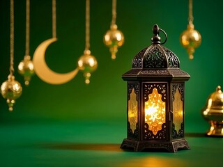 Obraz premium ancient decoration lantern theme with candles for Ramadan season