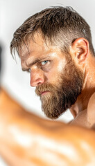 Fototapeta premium Intense Boxer Training, Studio Shot
