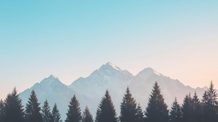 Obraz premium Majestic mountains with snow peaks and evergreen trees