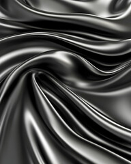 Fototapeta premium Luxurious black silk fabric folds, elegant texture, background design, website template