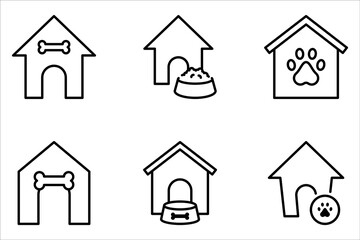 Pet house icon set, dog house symbol isolated on white background