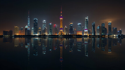 Obraz premium hong kong skyline at night