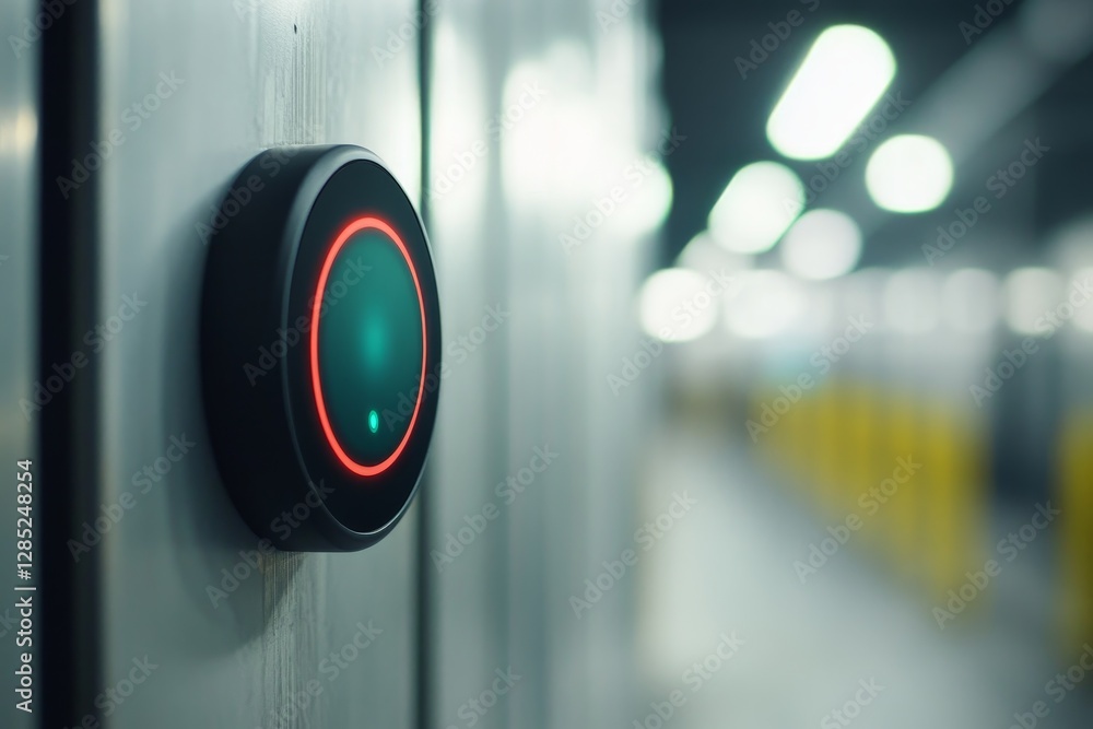 Poster modern control interface on wall in futuristic environment