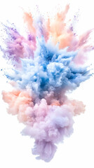 Fototapeta premium Pastel powder explosion, vibrant colors, white background, design element